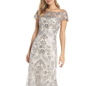 Tadashi Shoji Illusion Neck Lace Gown